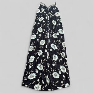 Ganji Chic Black Floral Maxi Dress Resort Wear
